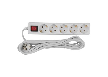 Удлинитель бытовой General GES-16-3x100-5-1,5m-S, 16А, 3х1 мм2, 5 мест, 1,5 метра, с заземлением, с выключателем