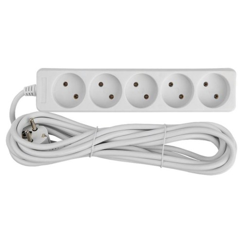 Удлинитель бытовой General GES-10-2x075-5-7m, 10А, 2х0,75 мм2, 5 мест, 7 метров, без заземления, без вылючателя, купить в Минске по самой низкой цене