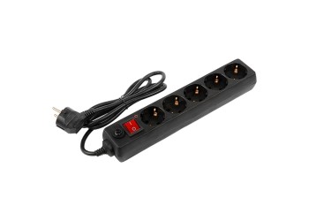 Сетевой фильтр General GPS-5-16-3x1-150-B, 5 мест, 16А, 3x1 мм2, 1,5 м, черный