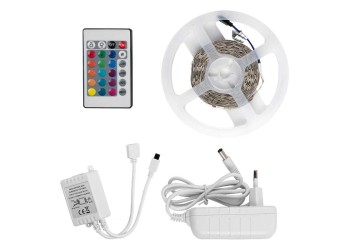 Лента светодиодная General GLS-5050-30-7.2-12-IP20-PRO-RGB-5-KIT готовый комплект 5м с адаптером и IR контроллером