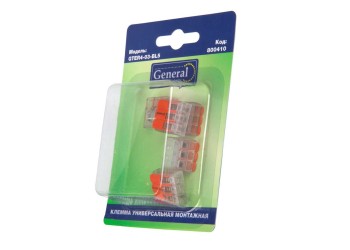 GTER4-03-BL5 General Клемма универсальная монтажная 3-проводная, прозрачная компактная, блистер 5шт