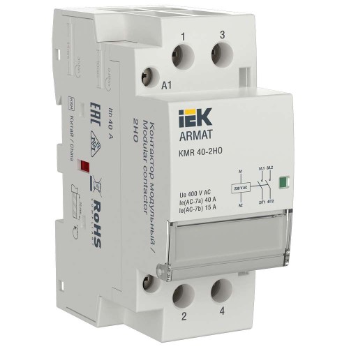 ARMAT Контактор модульный KMR 40А 230В AC 2НО IEK AR-KMR10-040-20-230, купить в Минске по самой низкой цене