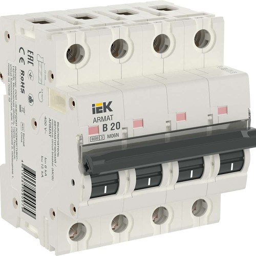 ARMAT Автоматический выключатель M06N 4P B 20А IEK AR-M06N-4-B020, купить в Минске по самой низкой цене