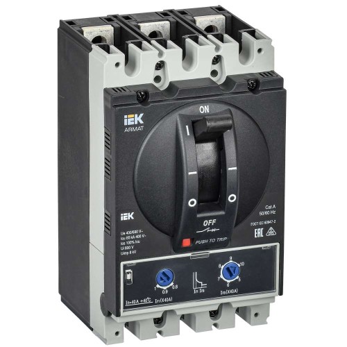 Автоматический выключатель в литом корпусе 3P типоразмер A 85кА 40А IEK AR-MCCB-3A-085-0040A-ATUC, купить в Минске по самой низкой цене
