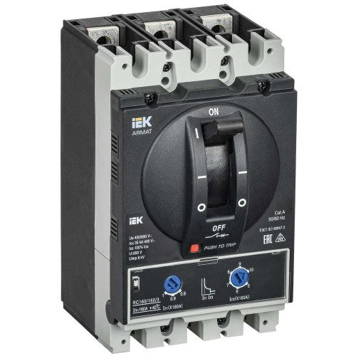 Автоматический выключатель в литом корпусе 3P типоразмер D 35кА 160А IEK AR-MCCB-3D-035-0160A-ATUC, купить в Минске по самой низкой цене