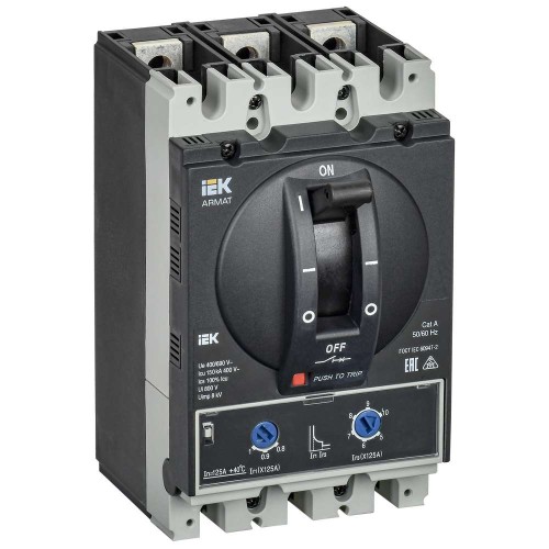 Автоматический выключатель в литом корпусе 3P типоразмер D 150кА 125А IEK AR-MCCB-3D-150-0125A-ATUC, купить в Минске по самой низкой цене