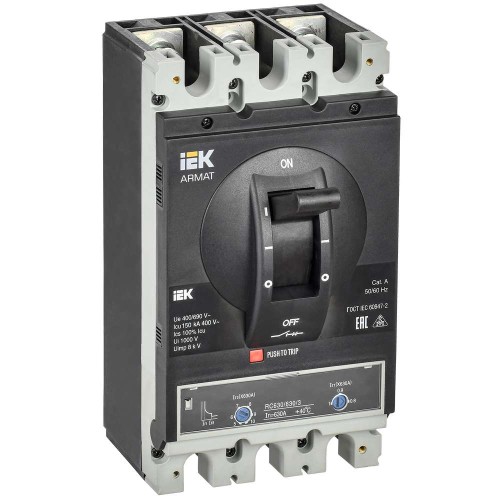 Автоматический выключатель в литом корпусе 3P типоразмер I 150кА 630А IEK AR-MCCB-3I-150-0630A-ATUC, купить в Минске по самой низкой цене