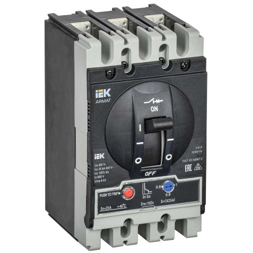 Автоматический выключатель в литом корпусе 3P типоразмер S 35кА 25А IEK AR-MCCB-3S-035-0025A-ATUC, купить в Минске по самой низкой цене