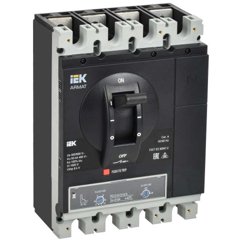 Автоматический выключатель в литом корпусе 4P типоразмер H 50кА 315А IEK AR-MCCB-4H-050-0315A-ATUC, купить в Минске по самой низкой цене