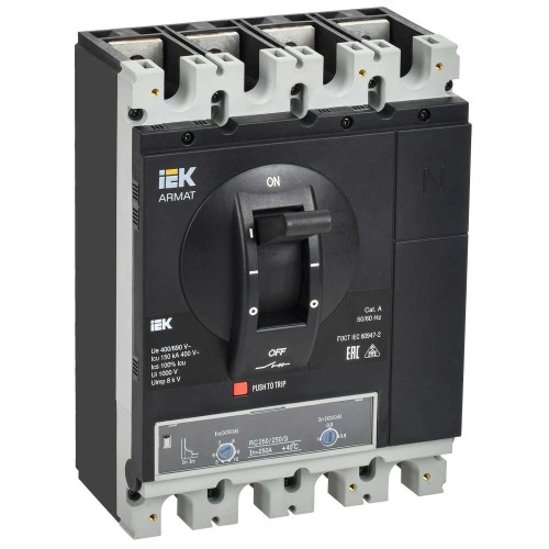 Автоматический выключатель в литом корпусе 4P типоразмер H 150кА 250А IEK AR-MCCB-4H-150-0250A-ATUC, купить в Минске по самой низкой цене