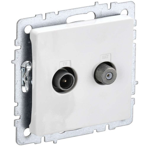 BRITE Розетка двойная TV+SAT РТВ/РСп12-БрБ белый IEK BR-AF20-O-K01, купить в Минске по самой низкой цене