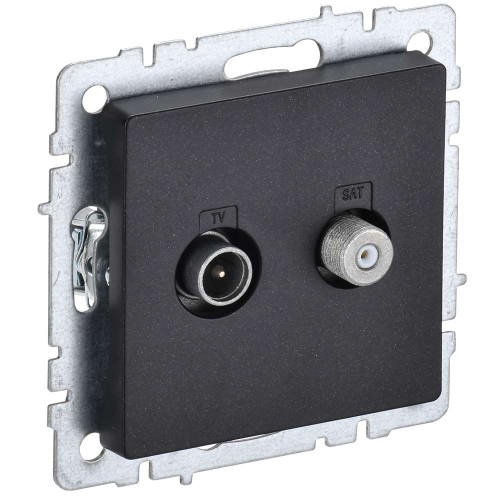 BRITE Розетка двойная TV+SAT РТВ/РСп12-БрЧ черный IEK BR-AF20-O-K02, купить в Минске по самой низкой цене