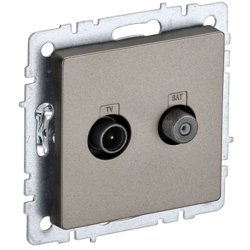 BRITE Розетка двойная TV+SAT РТВ/РСп12-БрШ шампань IEK BR-AF20-O-K37, купить в Минске по самой низкой цене