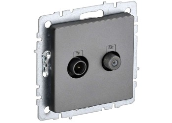 BRITE Розетка двойная TV+SAT РТВ/РСп12-БрС сталь IEK BR-AF20-O-K46