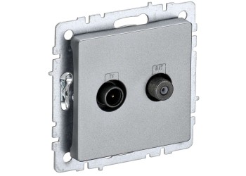 BRITE Розетка двойная TV+SAT РТВ/РСп12-БрА алюминий IEK BR-AF20-O-K47