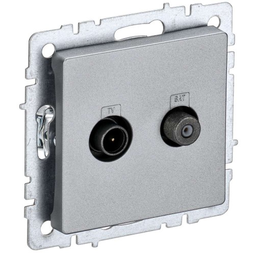 BRITE Розетка двойная TV+SAT РТВ/РСп12-БрА алюминий IEK BR-AF20-O-K47, купить в Минске по самой низкой цене