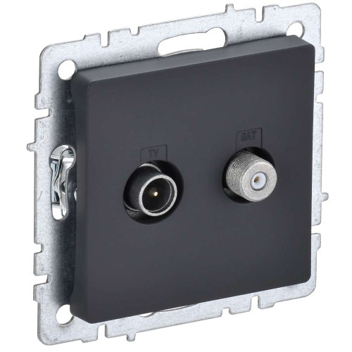 BRITE Розетка двойная TV+SAT РТВ/РСп12-БрГ графит IEK BR-AF20-O-K53, купить в Минске по самой низкой цене