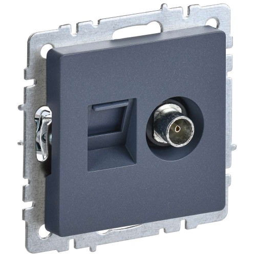 BRITE Розетка двойная TV+RJ45 кат.5E РТВ/РК12-БрМ маренго IEK BR-AK20-1-K35, купить в Минске по самой низкой цене