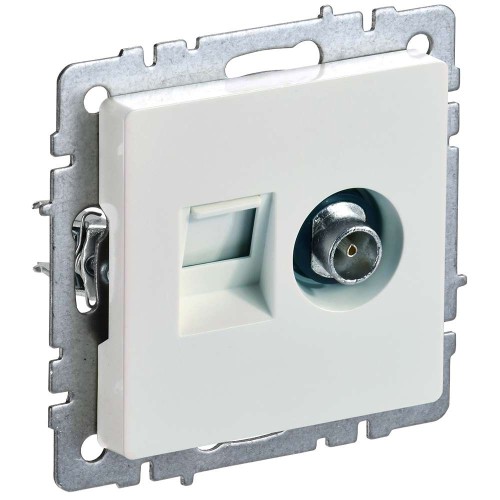 BRITE Розетка двойная TV+RJ45 кат.5E РТВ/РК12-БрЖ жемчуг IEK BR-AK20-1-K36, купить в Минске по самой низкой цене