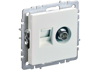 BRITE Розетка двойная TV+RJ45 кат.5E РТВ/РК12-БрЖ жемчуг IEK BR-AK20-1-K36