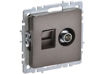 BRITE Розетка двойная TV+RJ45 кат.5E РТВ/РК12-БрТБ темная бронза IEK BR-AK20-1-K45