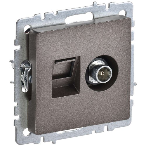 BRITE Розетка двойная TV+RJ45 кат.5E РТВ/РК12-БрТБ темная бронза IEK BR-AK20-1-K45, купить в Минске по самой низкой цене
