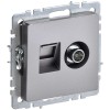 BRITE Розетка двойная TV+RJ45 кат.5E РТВ/РК12-БрС сталь IEK BR-AK20-1-K46, купить в Минске по самой низкой цене