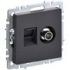 BRITE Розетка двойная TV+RJ45 кат.5E РТВ/РК12-БрГ графит IEK BR-AK20-1-K53, купить в Минске по самой низкой цене