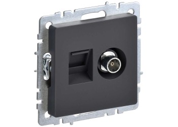 BRITE Розетка двойная TV+RJ45 кат.5E РТВ/РК12-БрГ графит IEK BR-AK20-1-K53