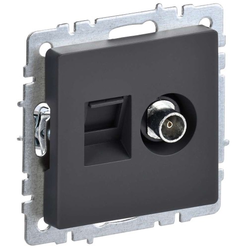 BRITE Розетка двойная TV+RJ45 кат.5E РТВ/РК12-БрГ графит IEK BR-AK20-1-K53, купить в Минске по самой низкой цене