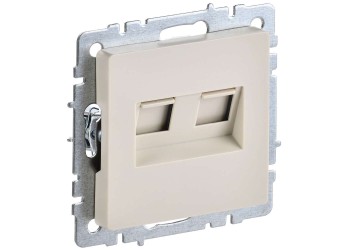 BRITE Розетка компьютерная двойная RJ45 кат.6 РК11-2-БрКр бежевый IEK BR-K20-2-K10