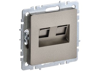 BRITE Розетка компьютерная двойная RJ45 кат.6 РК11-2-БрШ шампань IEK BR-K20-2-K37