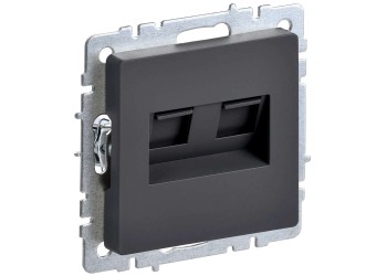 BRITE Розетка компьютерная двойная RJ45 кат.6 РК11-2-БрГ графит IEK BR-K20-2-K53