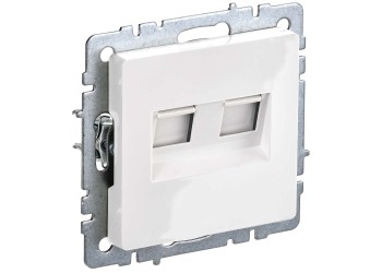 BRITE Розетка двойная RJ11+RJ45 кат.5E РК/Т12-БрБ белый IEK BR-KT20-O-1-K01