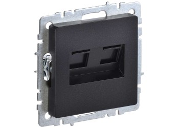 BRITE Розетка двойная RJ11+RJ45 кат.5E РК/Т12-БрЧ черный IEK BR-KT20-O-1-K02