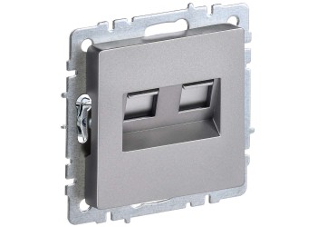 BRITE Розетка двойная RJ11+RJ45 кат.5E РК/Т12-БрС сталь IEK BR-KT20-O-1-K46