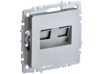 BRITE Розетка двойная RJ11+RJ45 кат.5E РК/Т12-БрА алюминий IEK BR-KT20-O-1-K47