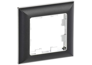 BRITE Рамка 1-местная РУ-1-Бр хром/черный IEK BR-M12-12-2-K23