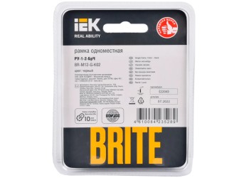 Рамка 1-постовая IEK Brite РУ-1-2-БрЧ черная BR-M12-G-K02