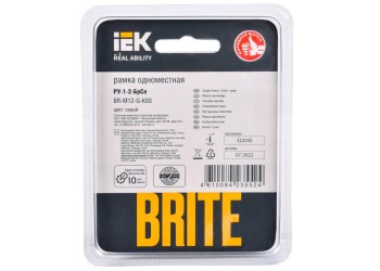Рамка 1-постовая IEK Brite РУ-1-2-БрСе серая BR-M12-G-K03