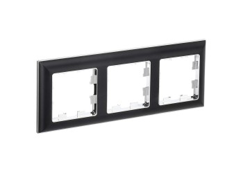 BRITE Рамка 3-местная РУ-3-Бр хром/черный IEK BR-M32-12-2-K23