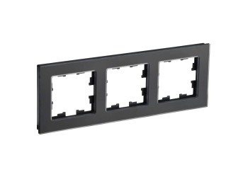 BRITE Рамка 3-местная РУ-3-2-Бр стекло черный матовый IEK BR-M32-G-31-K02