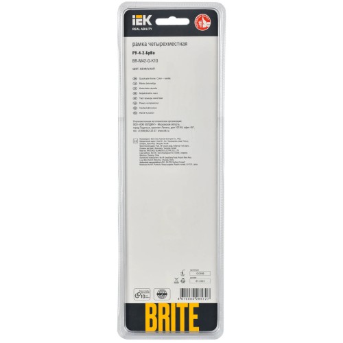 Рамка 4-постовая IEK Brite РУ-4-2-БрВа ваниль BR-M42-G-K10, купить в Минске по самой низкой цене