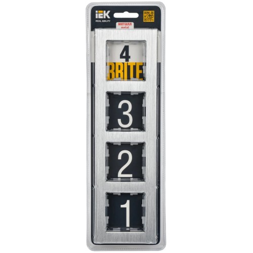 Рамка 4-постовая IEK Brite РУ-4-1-БрА алюминий BR-M42-M-K47, купить в Минске по самой низкой цене
