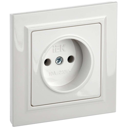 BRITE Розетка 1-местная без заземления без защитных шторок 10А в сб. РСР10-1-0-БрБ белый IEK BR-R10-10-K01-F, купить в Минске по самой низкой цене