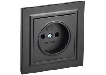 BRITE Розетка 1-местная без заземления без защитных шторок 10А в сб. РСР10-1-0-БрЧ черный IEK BR-R10-10-K02-F