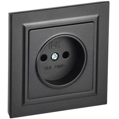 BRITE Розетка 1-местная без заземления без защитных шторок 10А в сб. РСР10-1-0-БрЧ черный IEK BR-R10-10-K02-F, купить в Минске по самой низкой цене