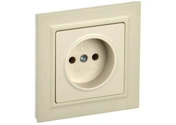 BRITE Розетка 1-местная без заземления без защитных шторок 10А в сборе РСР10-1-0-БрКр бежевый IEK BR-R10-10-K10-F