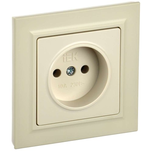 BRITE Розетка 1-местная без заземления без защитных шторок 10А в сборе РСР10-1-0-БрКр бежевый IEK BR-R10-10-K10-F, купить в Минске по самой низкой цене