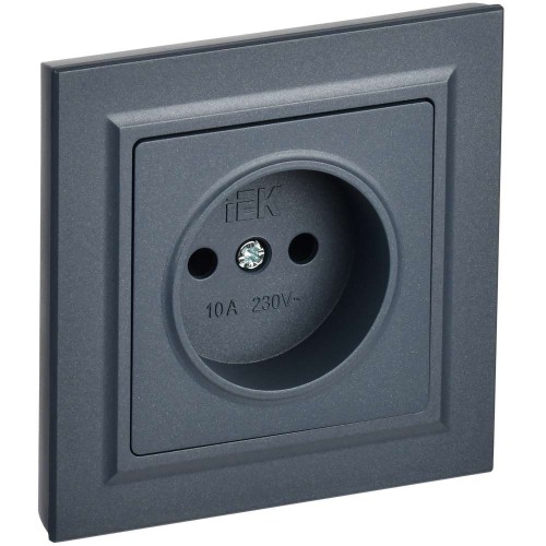 BRITE Розетка 1-местная без заземления без защитных шторок 10А в сб. РСР10-1-0-БрМ маренго IEK BR-R10-10-K35-F, купить в Минске по самой низкой цене